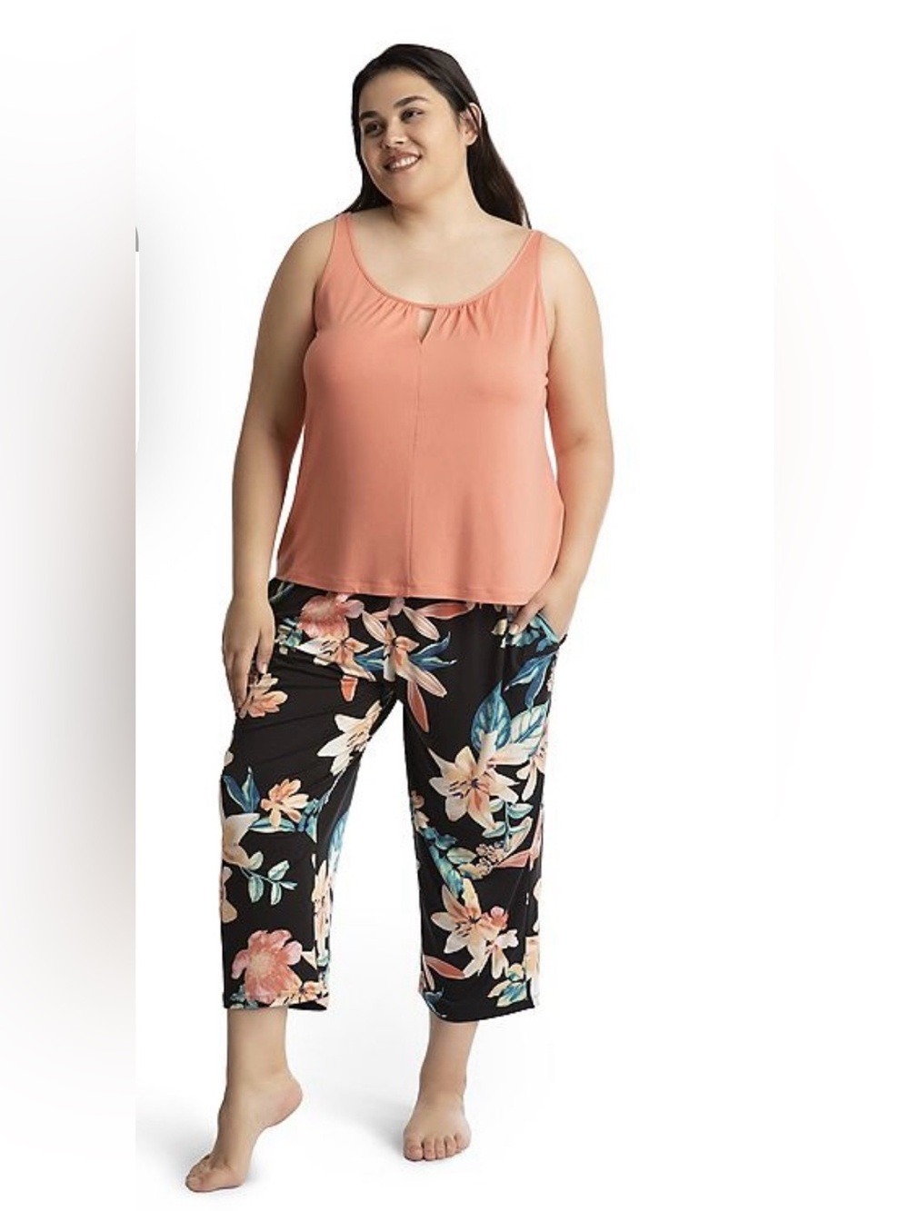 Lilac + London Coral Floral Pajama Lounge Set Size 1X NWT - Picture 13 of 14
